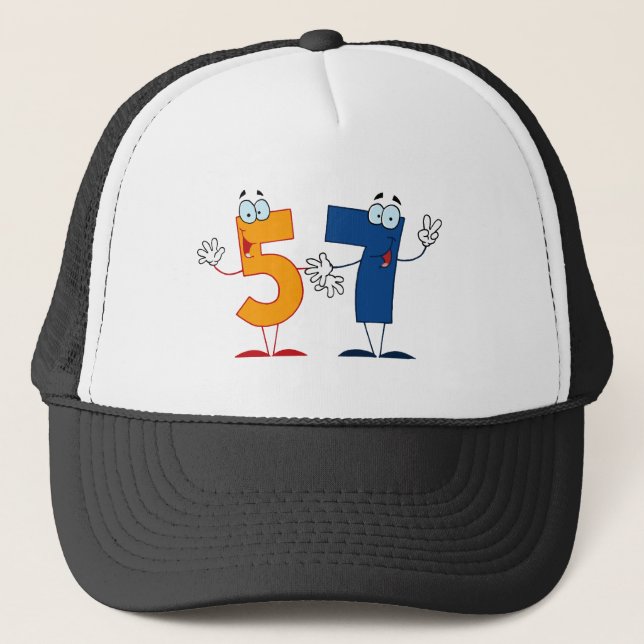 Happy Number 57 Trucker Hat (Front)