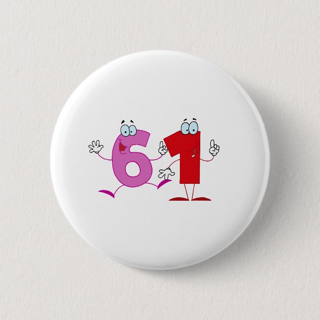 Happy Number 61 2 Inch Round Button (Front)