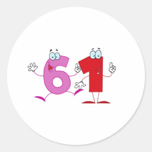 Happy Number 61 Classic Round Sticker