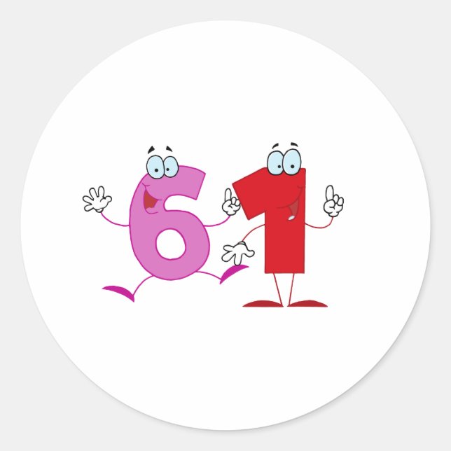 Happy Number 61 Classic Round Sticker (Front)