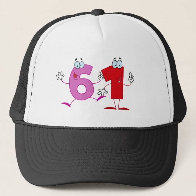Happy Number 61 Trucker Hat (Front)