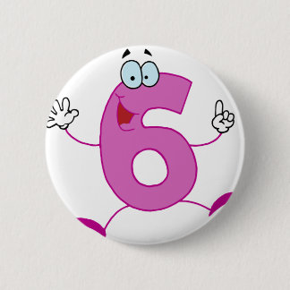 Happy Number 6 2 Inch Round Button