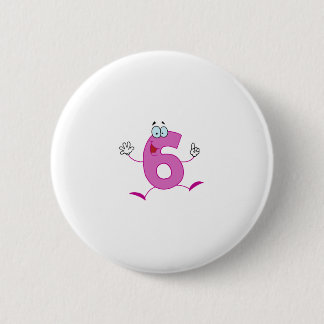 Happy Number 6 2 Inch Round Button
