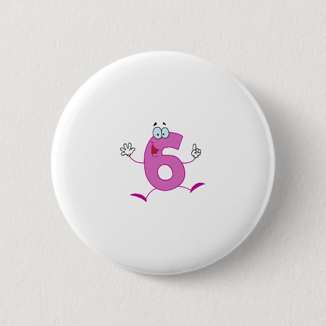 Happy Number 6 2 Inch Round Button (Front)