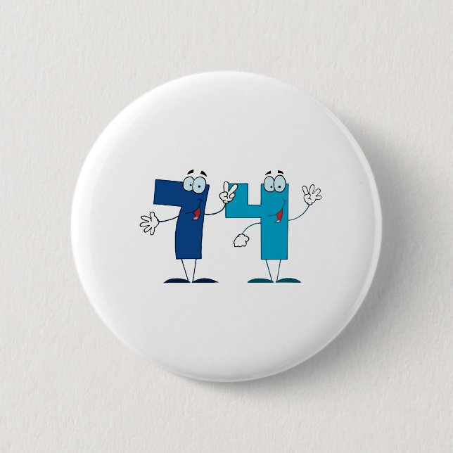 Happy Number 74 2 Inch Round Button (Front)
