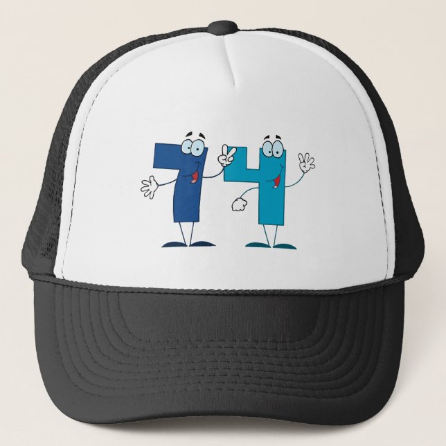 Happy Number 74 Trucker Hat (Front)