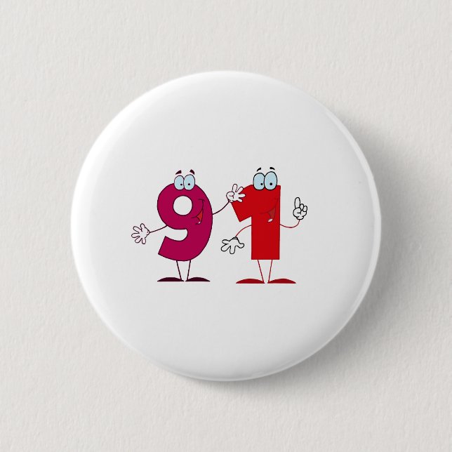 Happy Number 91 2 Inch Round Button (Front)