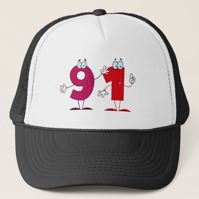 Happy Number 91 Trucker Hat (Front)