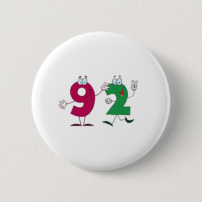 Happy Number 92 2 Inch Round Button (Front)