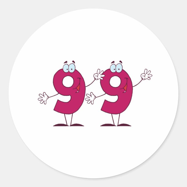 Happy Number 99 Classic Round Sticker (Front)