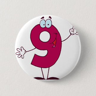 Happy Number 9 2 Inch Round Button