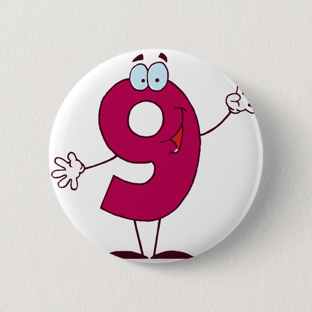 Happy Number 9 2 Inch Round Button (Front)