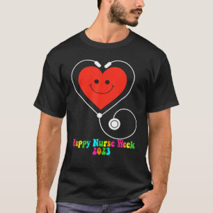 Happy Nurse Week 2023 Smiling Heart Groovy Style 1 T-Shirt
