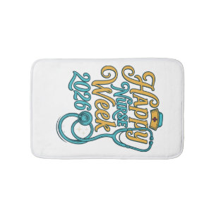 Happy Nurse Week 2026 Stethoscope Shirt Design_1 Bath Mat