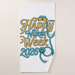 Happy Nurse Week 2026 Stethoscope Shirt Design_1 Bath Towel