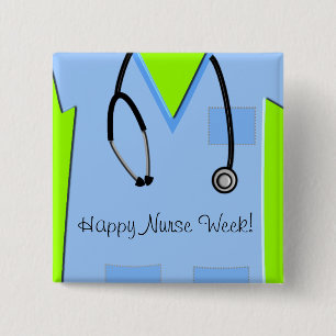 Happy Nurse Week Buttons Scrub Top