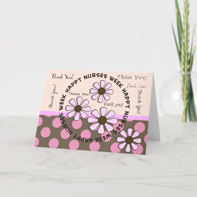 Happy Nurse Week Card Retro Flowers (Front)