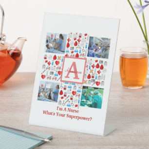 Happy Nurses Day 4 photo collage cross monogram Pedestal Sign