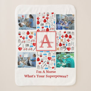 Happy Nurses Day 4 photo collage cross monogram Sherpa Blanket
