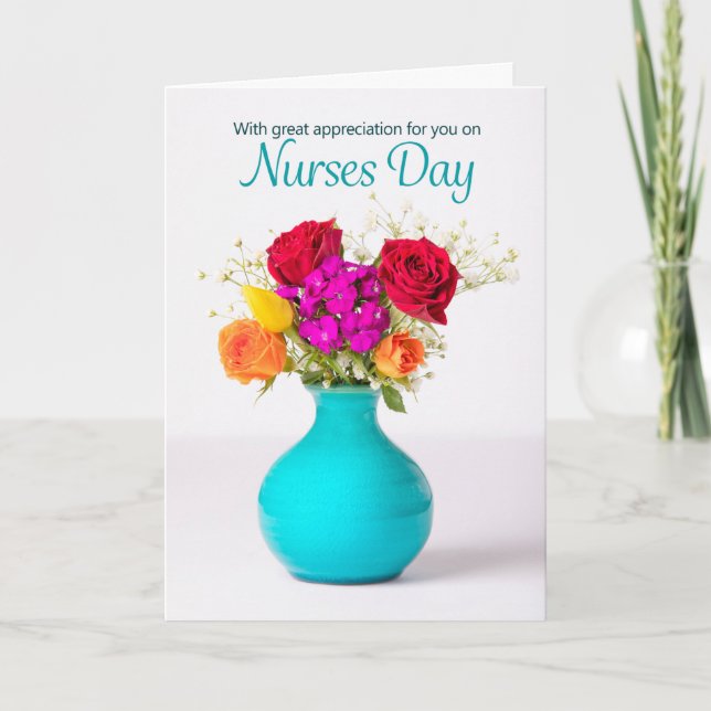 Happy Nurses Day Beautiful Flower Arrangement  Holiday Card (Front)