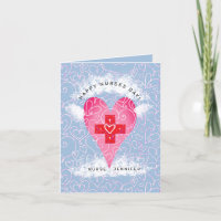 Happy Nurses Day Blue Pink Heart Personalized