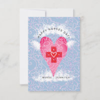 Happy Nurses Day Blue Pink Heart Personalized