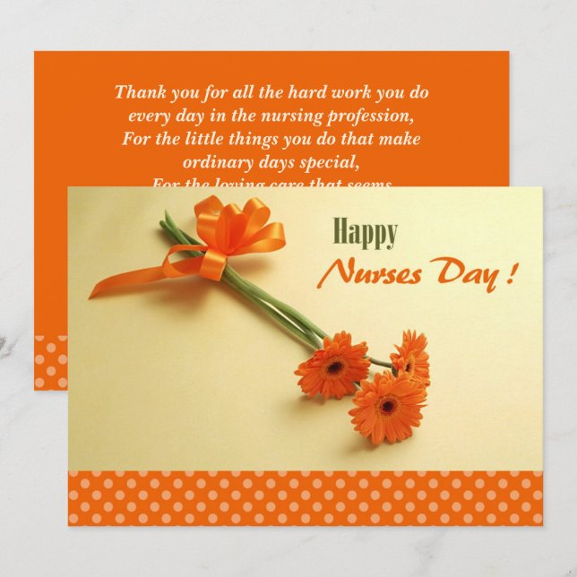 Happy Nurses Day. Colourful Daisies Flat Card (Front/Back)