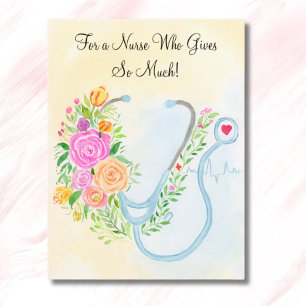 Happy Nurses Day Floral Stethoscope Appreciation Postcard