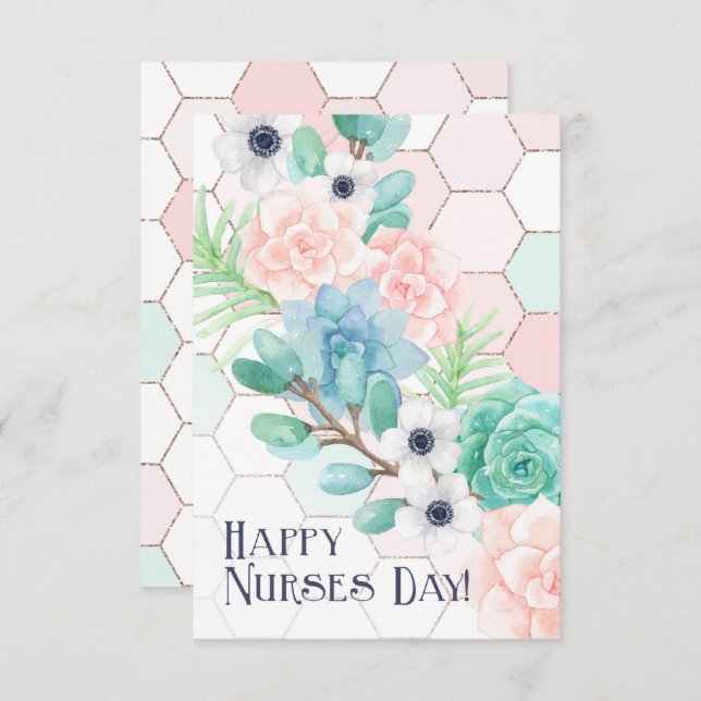 Happy Nurses Day! Honeycomb Succulents Card (Front/Back)