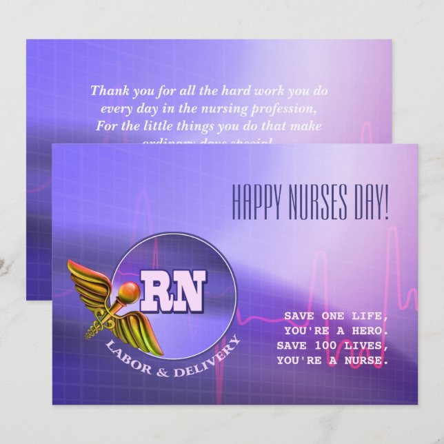 Happy Nurses Day. Medical Caduceus Card (Front/Back)