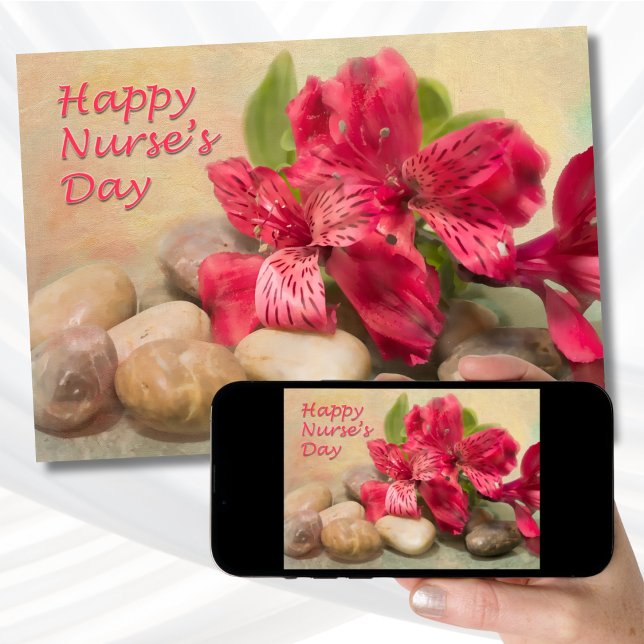 Happy Nurses Day Red Peruvian Lilies Card (Creator Uploaded)