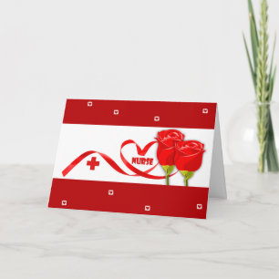 Happy Nurses Day. Red Roses and Heart Card