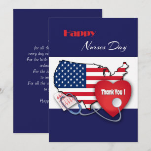 Happy Nurses Day. USA Patriotic Flat Card