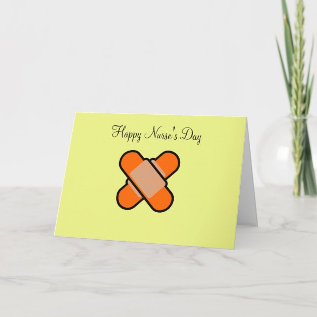 Happy Nurse's Day with bandage bandaid plaster Thank You Card (Front)