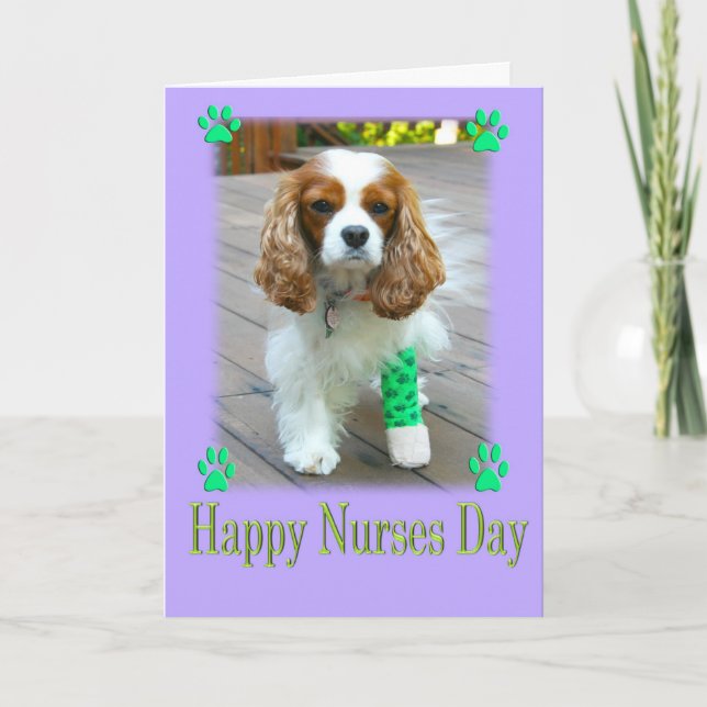 Happy Nurses Day With Cavalier King Charles Dog Card (Front)
