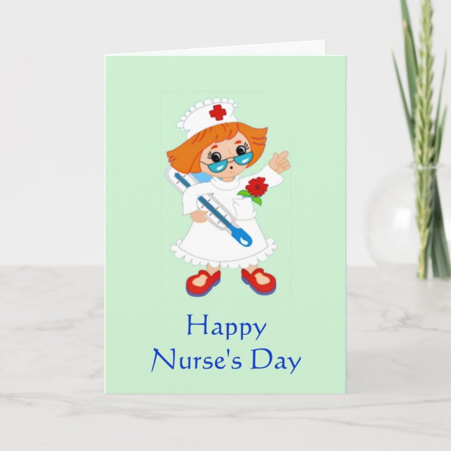 Happy Nurse's Day with nurse in uniform Thank You Card (Front)