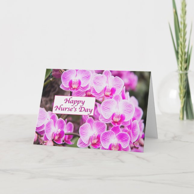 Happy Nurse's Day With Purple Orchids Card (Front)