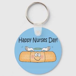 Happy Nurses Nurse Nurse's Day Whimsical Bandage Keychain