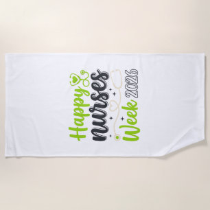 Happy Nurses Week 2026 Stethoscope Nurse Design_1 Beach Towel