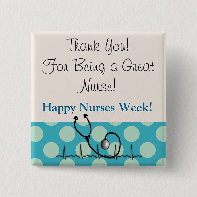 Happy Nurses Week 2 Inch Square Button (Front)