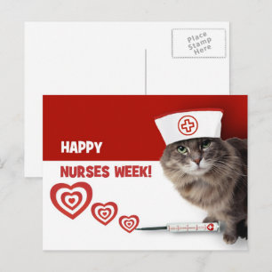 Happy Nurses Week. Funny Kitty  Postcard
