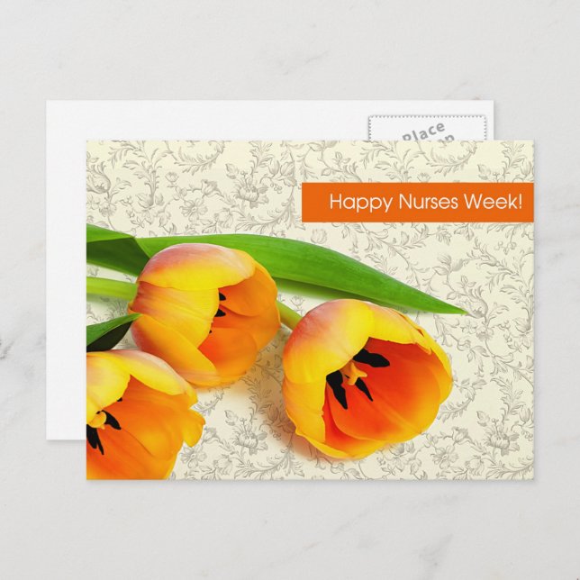 Happy Nurses Week. Spring Tulips Postcard (Front/Back)