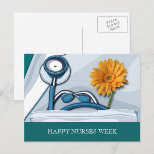 Happy Nurses Week. Stethoscope and Daisy Postcard