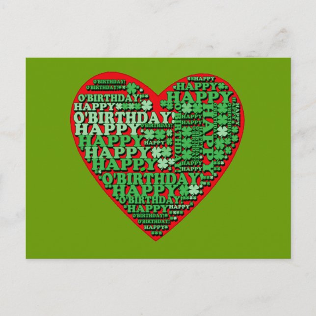Happy O'Birthday St Patricks Day Birthday Tshirt Postcard (Front)