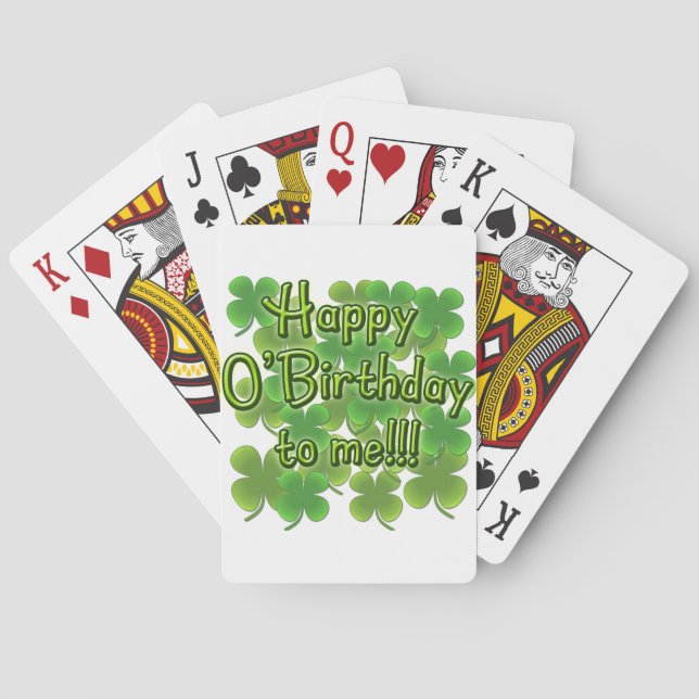 Happy O'Birthday to Me with Shamrocks Playing Cards (Back)