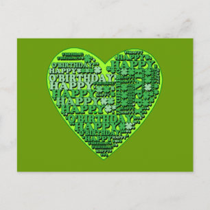 Happy O'Birthday with Heart T shirts and Gifts Postcard