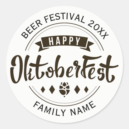Happy Octoberfest Modern Typography Template 2 Classic Round Sticker
