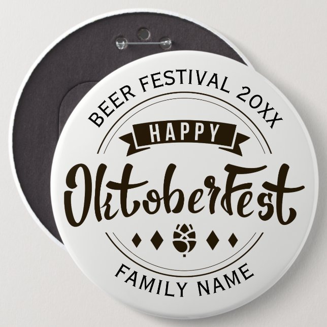 Happy Octoberfest Modern Typography Template 4 6 Inch Round Button (Front & Back)