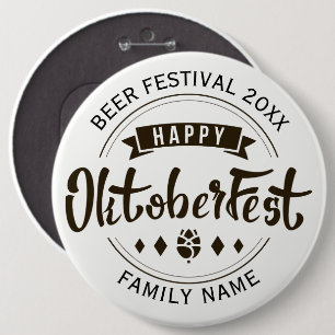 Happy Octoberfest Modern Typography Template 4 6 Inch Round Button