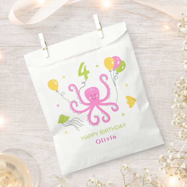 Happy Octopus Birthday Favour Bag (Clipped)